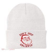 Don't Stop Believin Santa Christmas Gift Beanie thumb 0