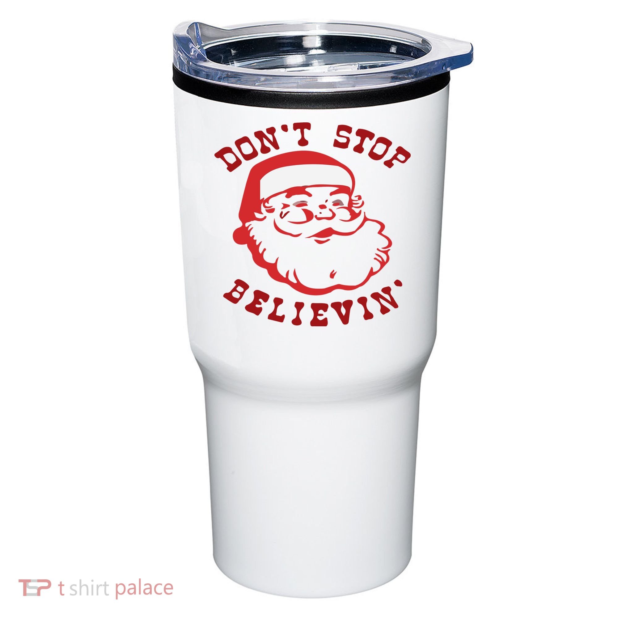 Don't Stop Believin Santa Christmas Gift Tumbler