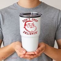 Don't Stop Believin Santa Christmas Gift Tumbler thumb 2