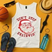 Don't Stop Believin Santa Christmas Gift Tank Top thumb 4