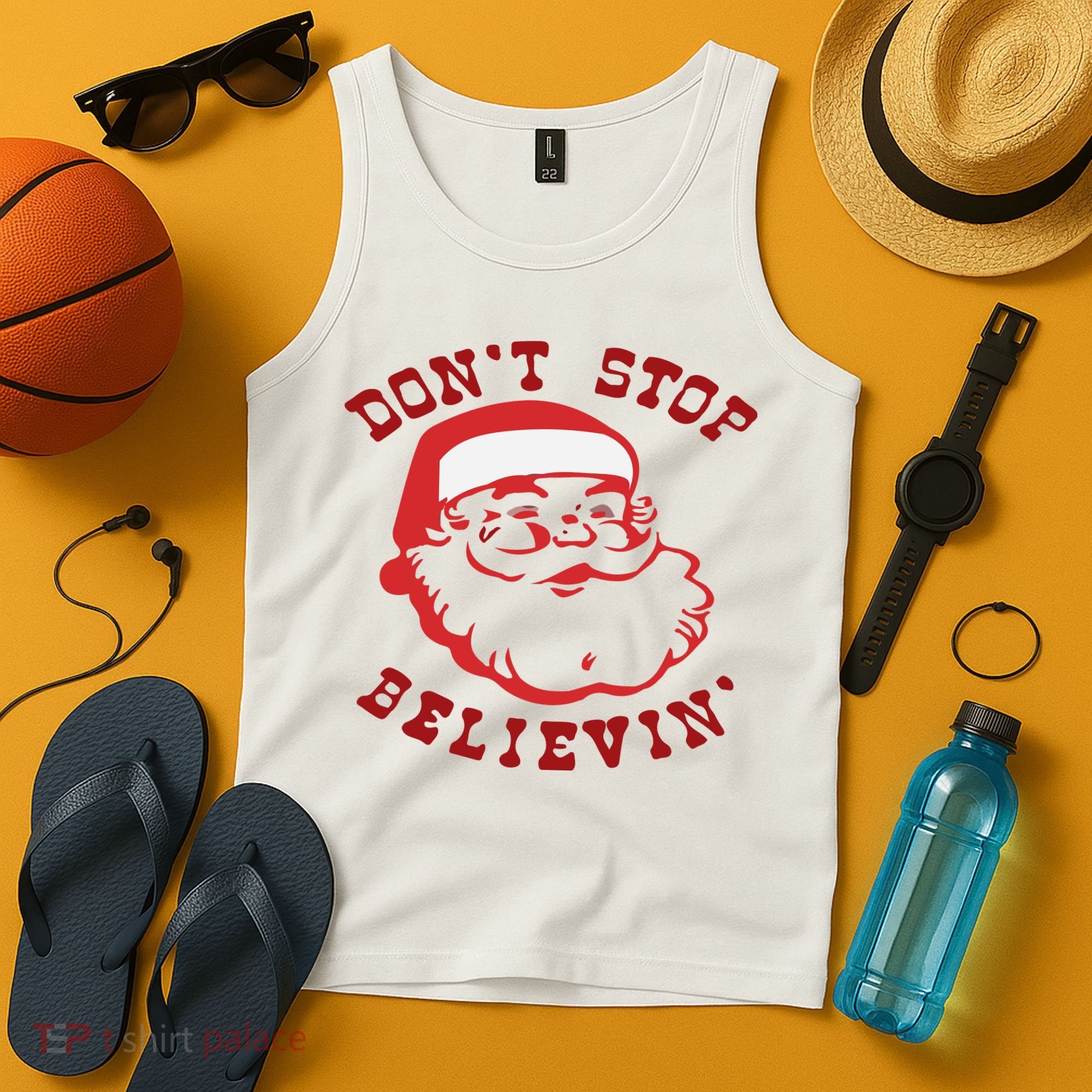 Don't Stop Believin Santa Christmas Gift Tank Top