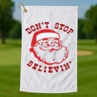 Don't Stop Believin Santa Christmas Gift Golf Towel thumb 1