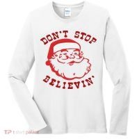 Don't Stop Believin Santa Christmas Gift Women's Long Sleeve Shirt thumb 0