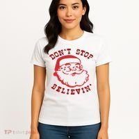 Don't Stop Believin Santa Christmas Gift Women's T-Shirt thumb 4