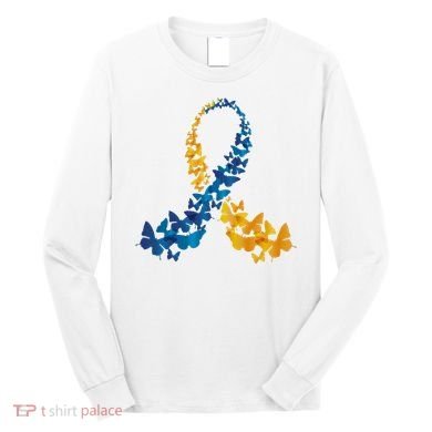 Down Syndrome Butterfly Awareness Long Sleeve Shirt