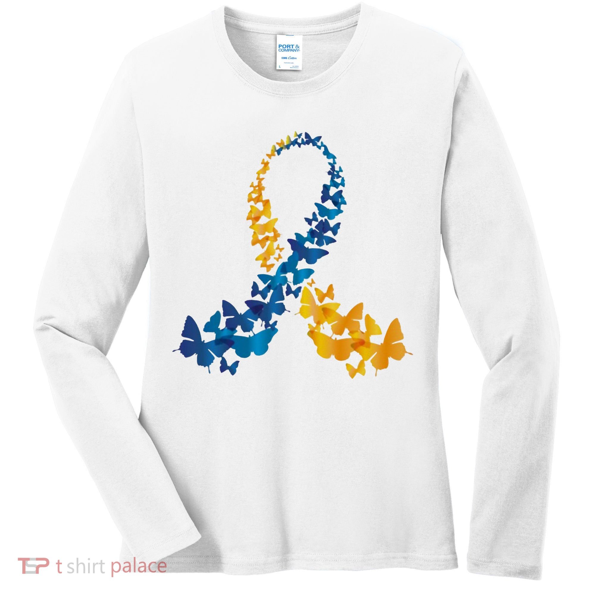 Down Syndrome Butterfly Awareness Women's Long Sleeve Shirt