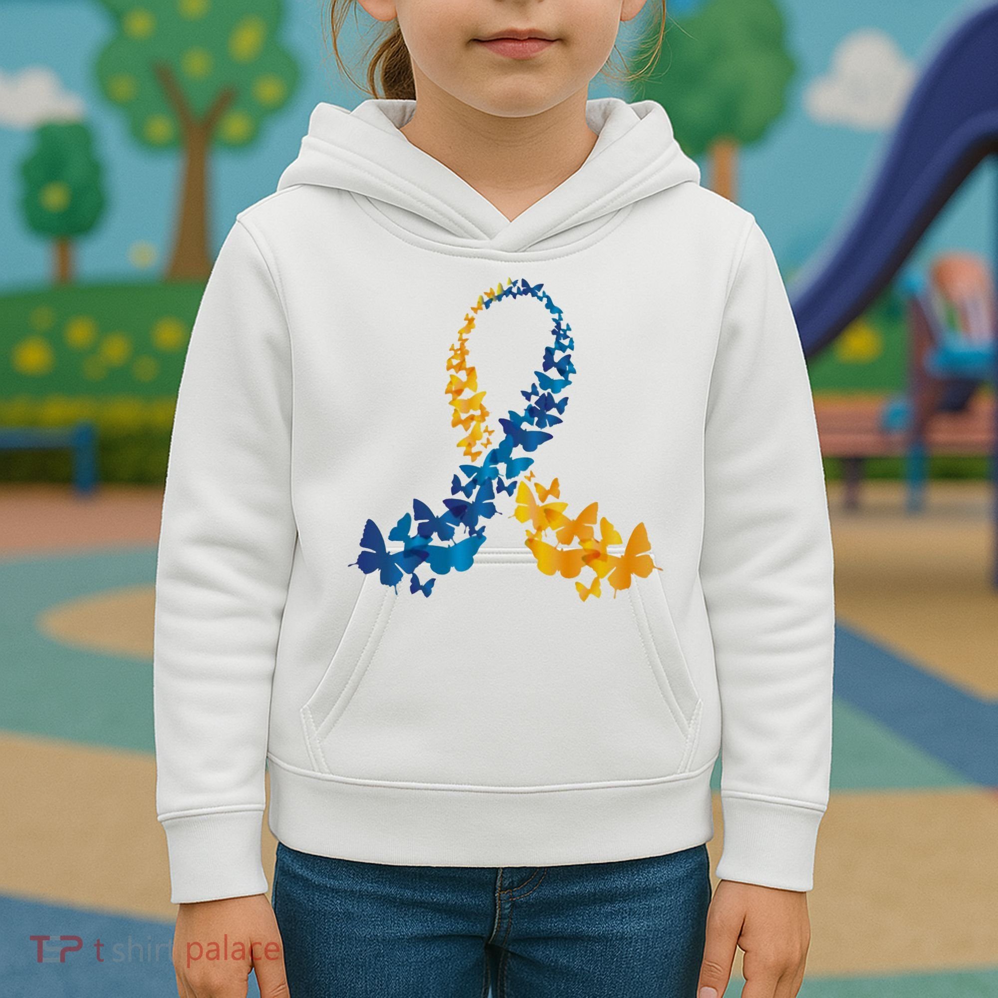 Down Syndrome Butterfly Awareness Kids Hoodie