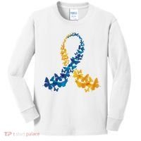 Down Syndrome Butterfly Awareness Kids Long Sleeve Shirt thumb 0