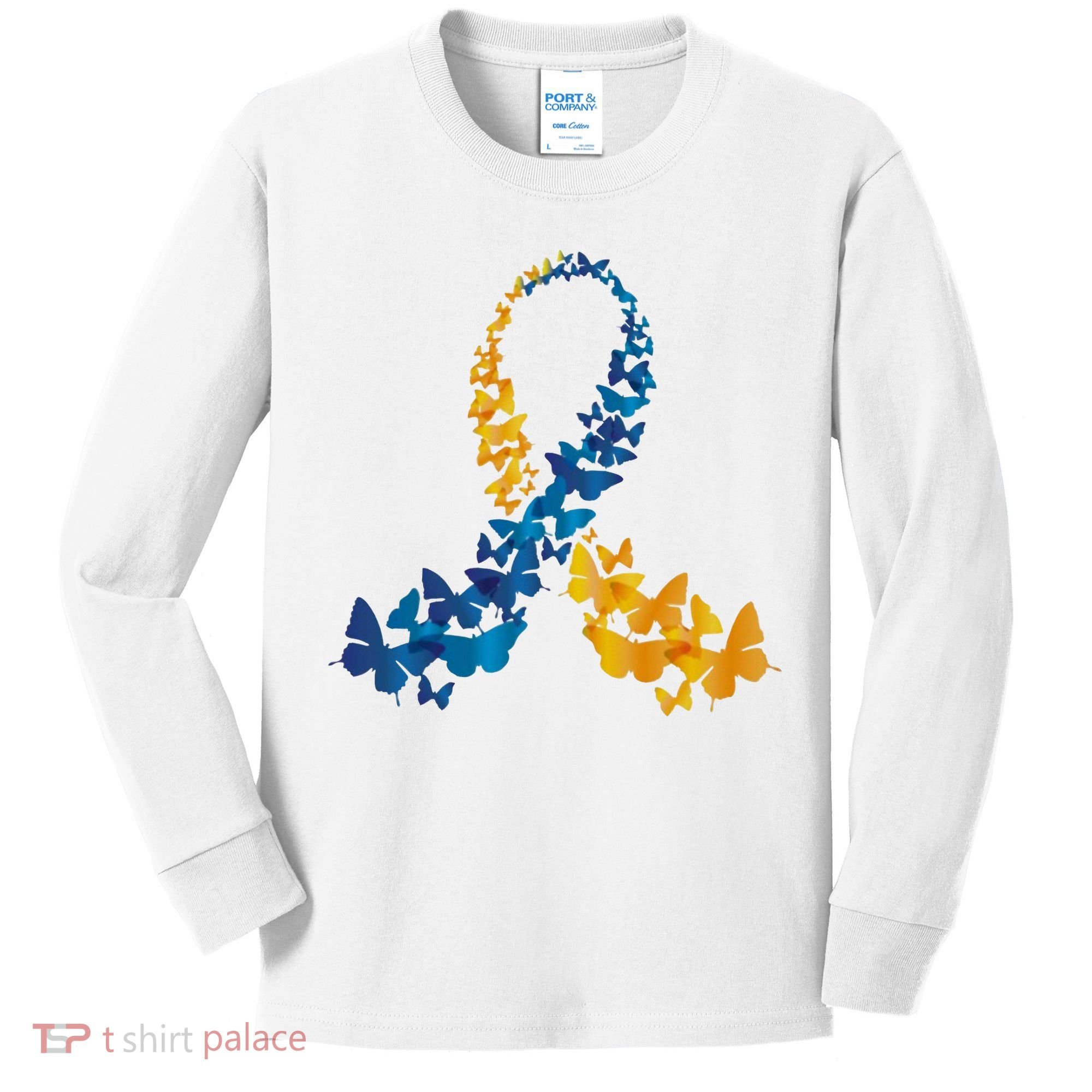 Down Syndrome Butterfly Awareness Kids Long Sleeve Shirt