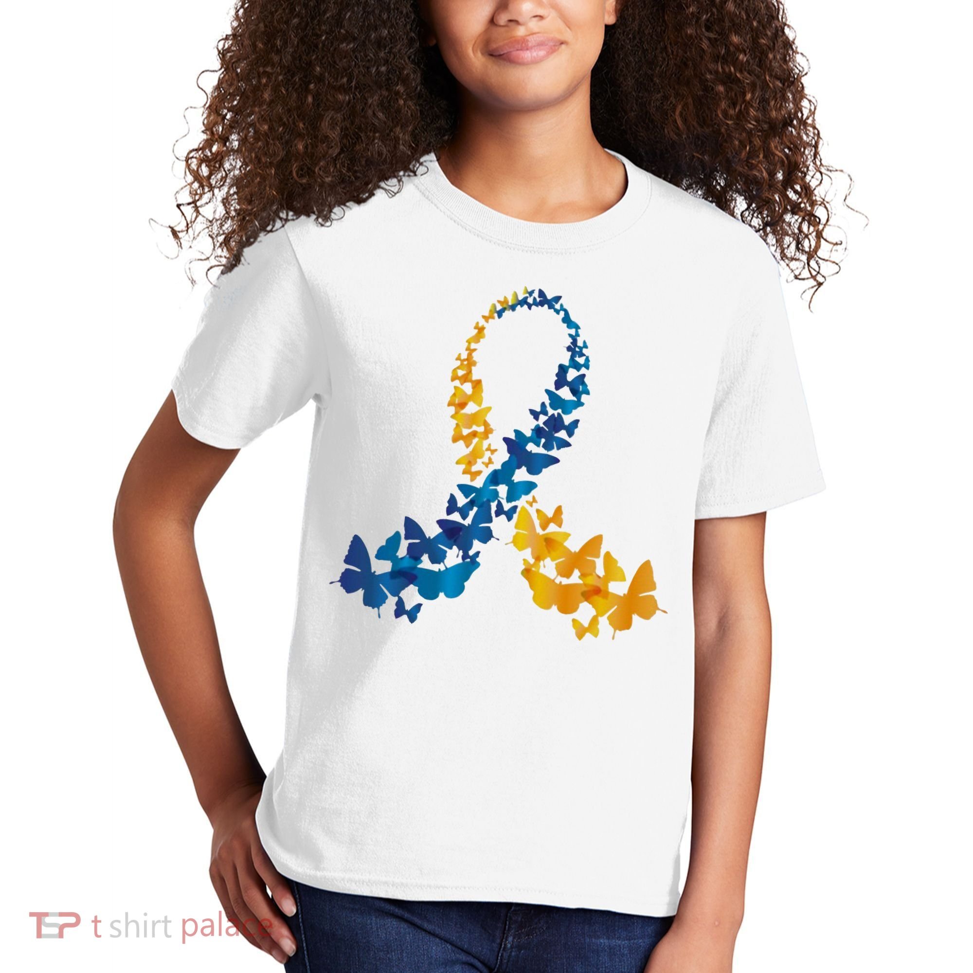Down Syndrome Butterfly Awareness Kids T-Shirt