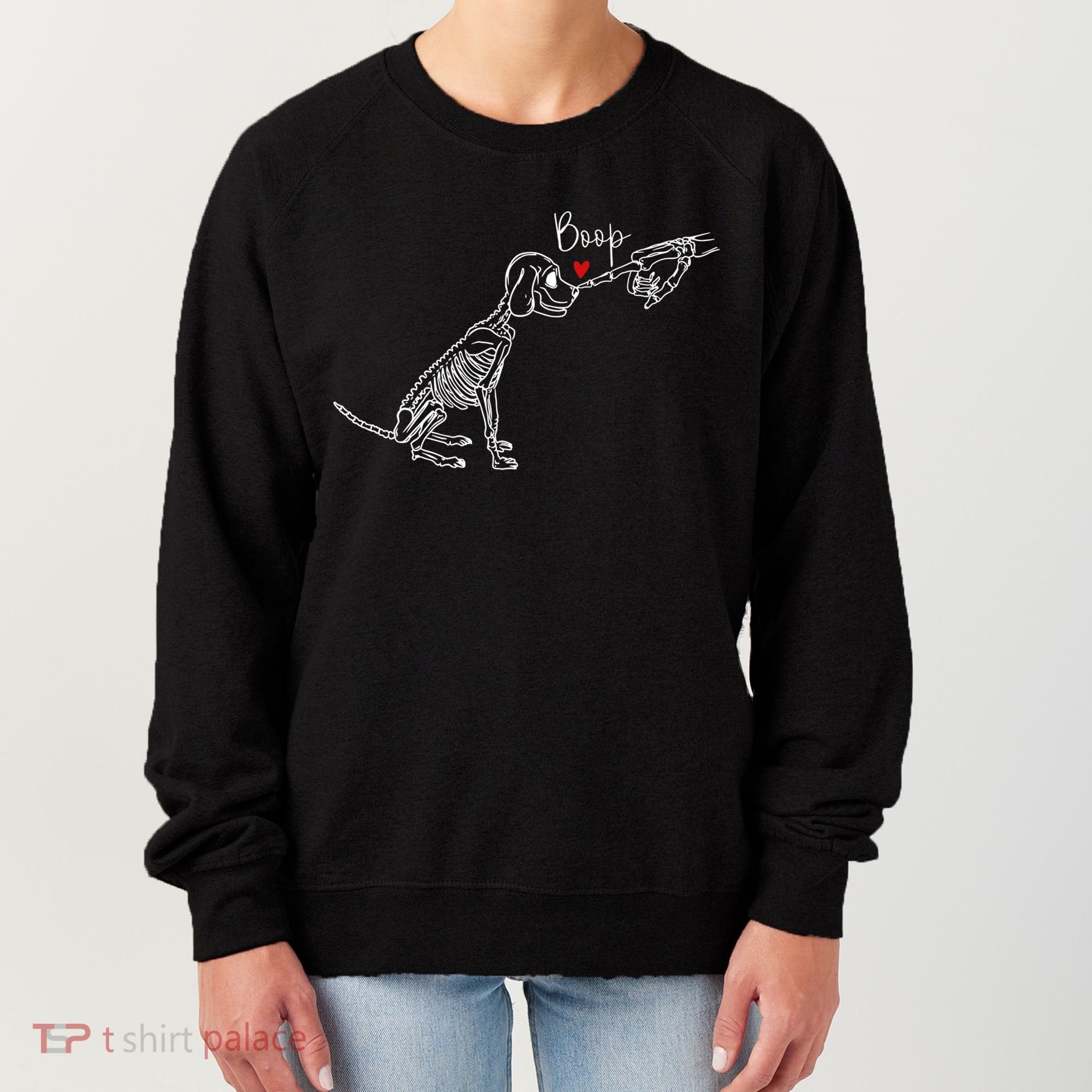 Dog Skeleton Boop Dog Funny Halloween Cool Gift Women's Sweatshirt