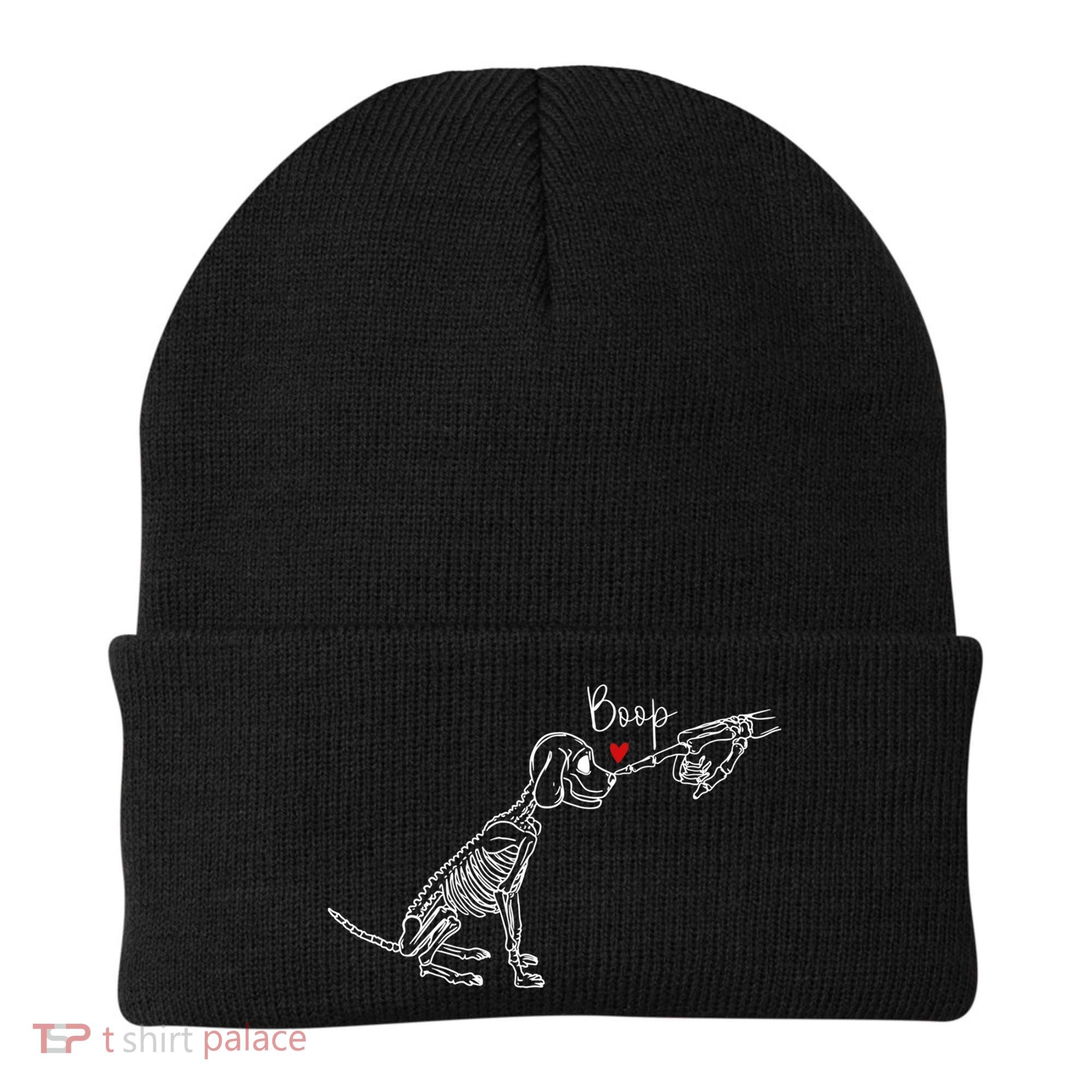 Dog Skeleton Boop Dog Funny Halloween Cool Gift Beanie