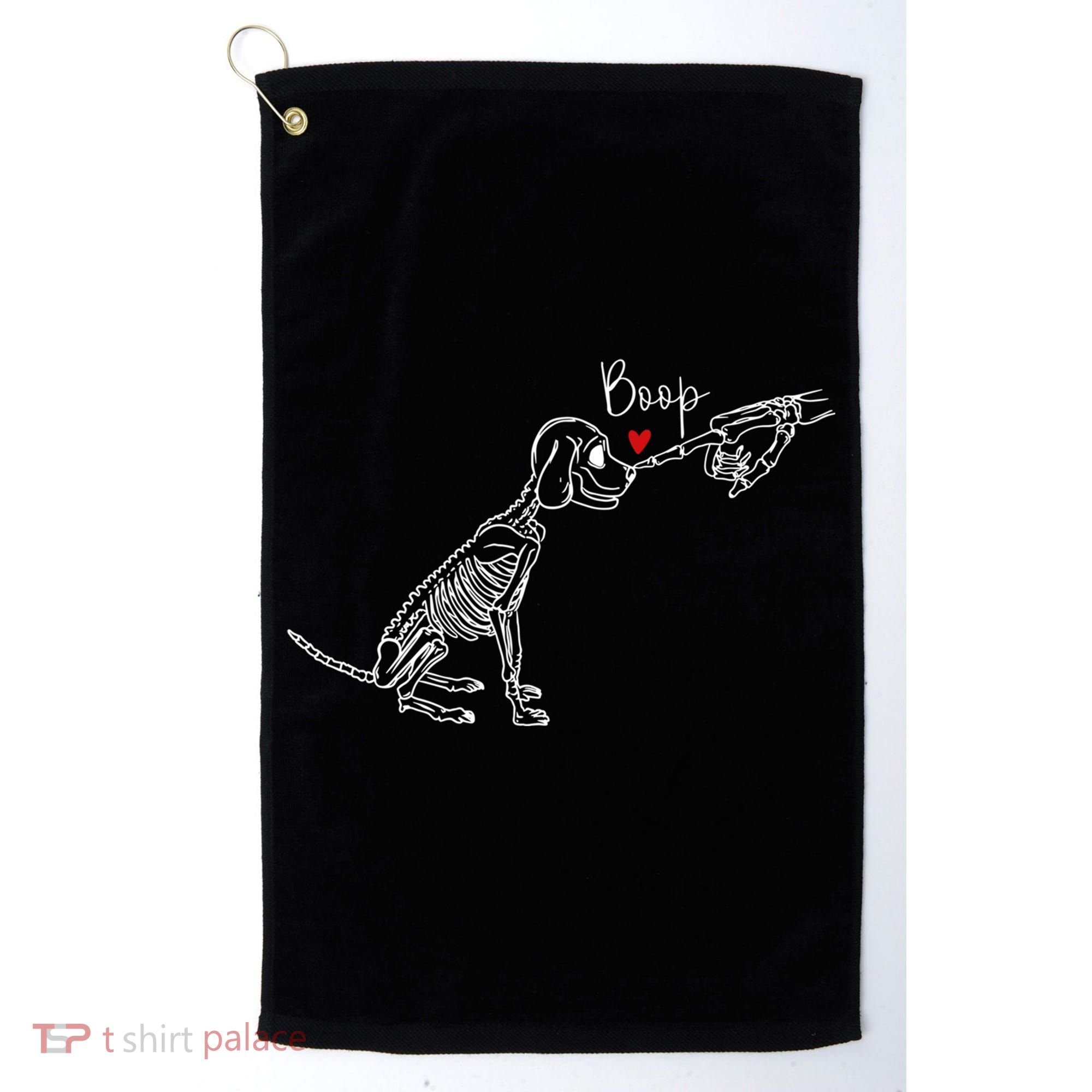 Dog Skeleton Boop Dog Funny Halloween Cool Gift Golf Towel