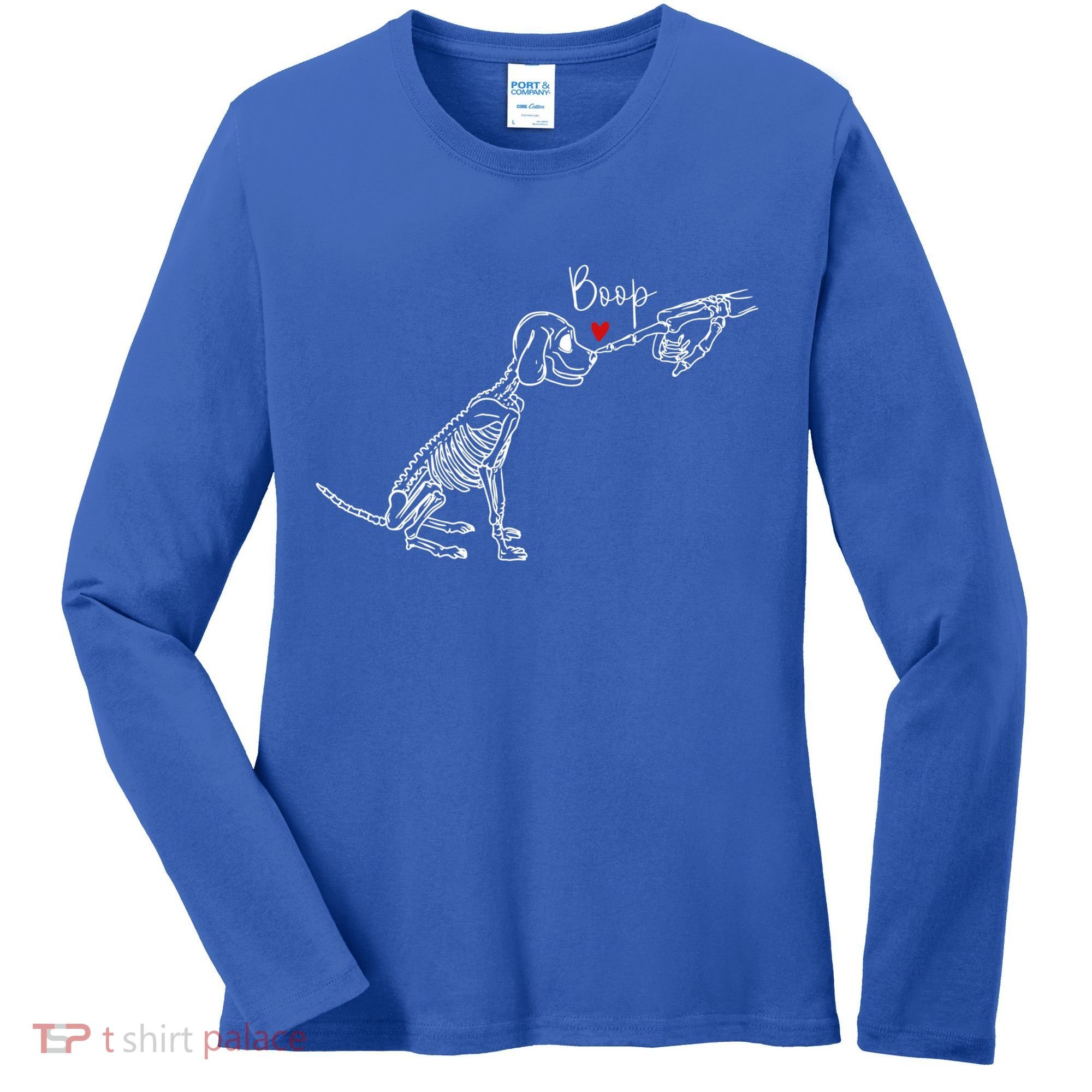 Dog Skeleton Boop Dog Funny Halloween Cool Gift Women's Long Sleeve Shirt