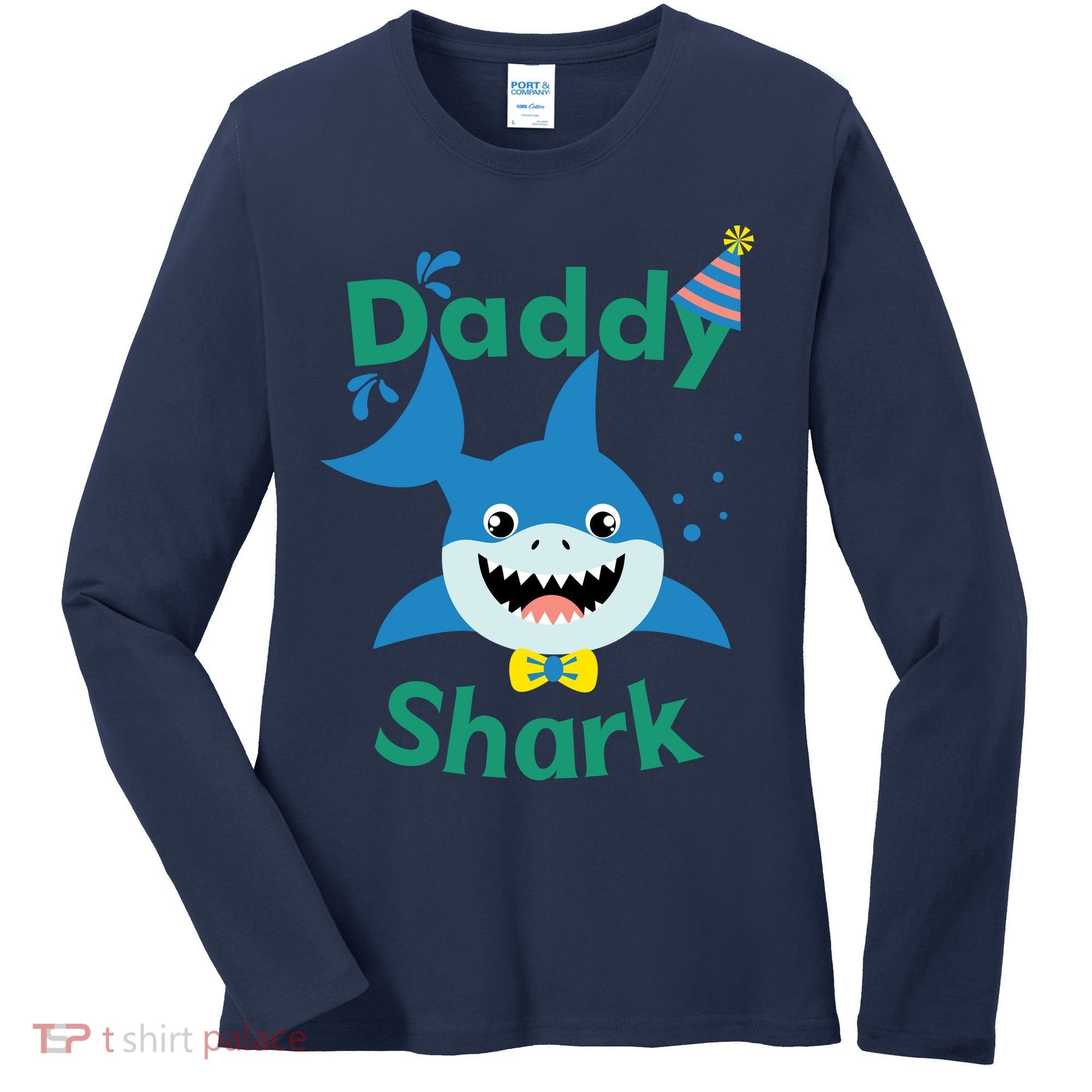 Daddy Shark Birthday Party Matching Family Women's Long Sleeve Shirt
