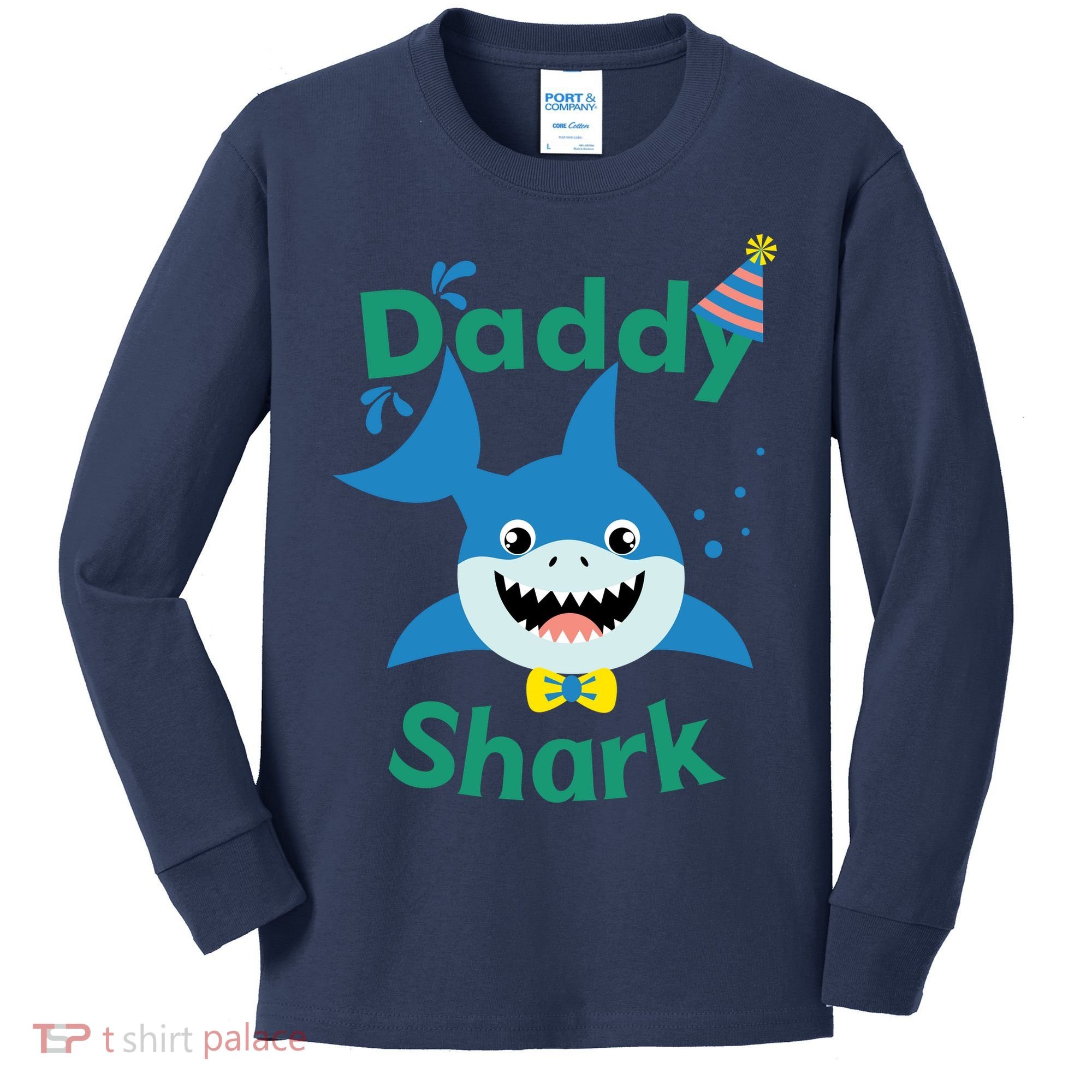 Daddy Shark Birthday Party Matching Family Kids Long Sleeve Shirt
