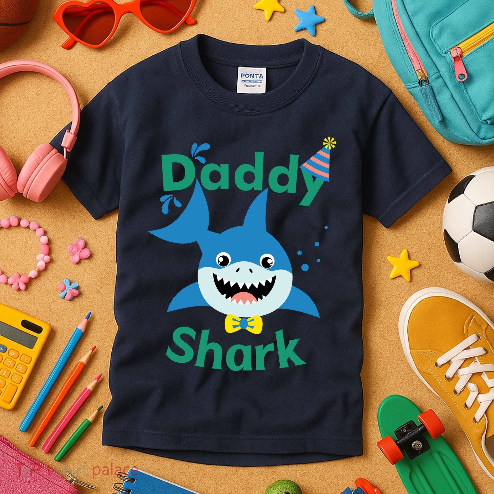 Daddy Shark Birthday Party Matching Family Kids T-Shirt
