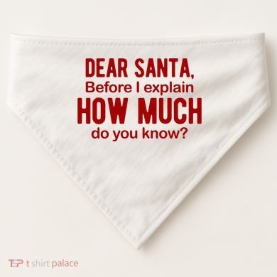 Dear Santa Before I Explain How Much Do You Know Funny Christmas USA-Made Doggie Bandana