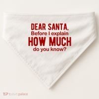 Dear Santa Before I Explain How Much Do You Know Funny Christmas USA-Made Doggie Bandana thumb 0