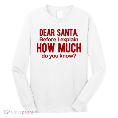 Dear Santa Before I Explain How Much Do You Know Funny Christmas Long Sleeve Shirt