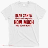 Dear Santa Before I Explain How Much Do You Know Funny Christmas T-Shirt thumb 0