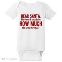 Dear Santa Before I Explain How Much Do You Know Funny Christmas Baby Bodysuit thumb 0