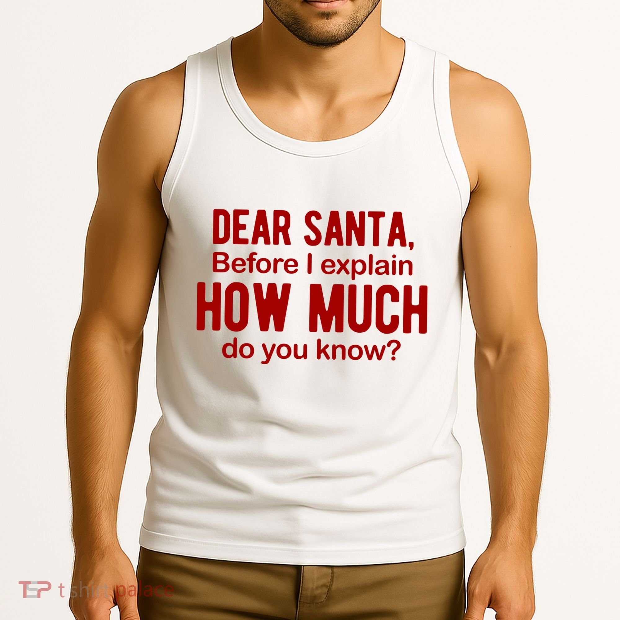 Dear Santa Before I Explain How Much Do You Know Funny Christmas Tank Top
