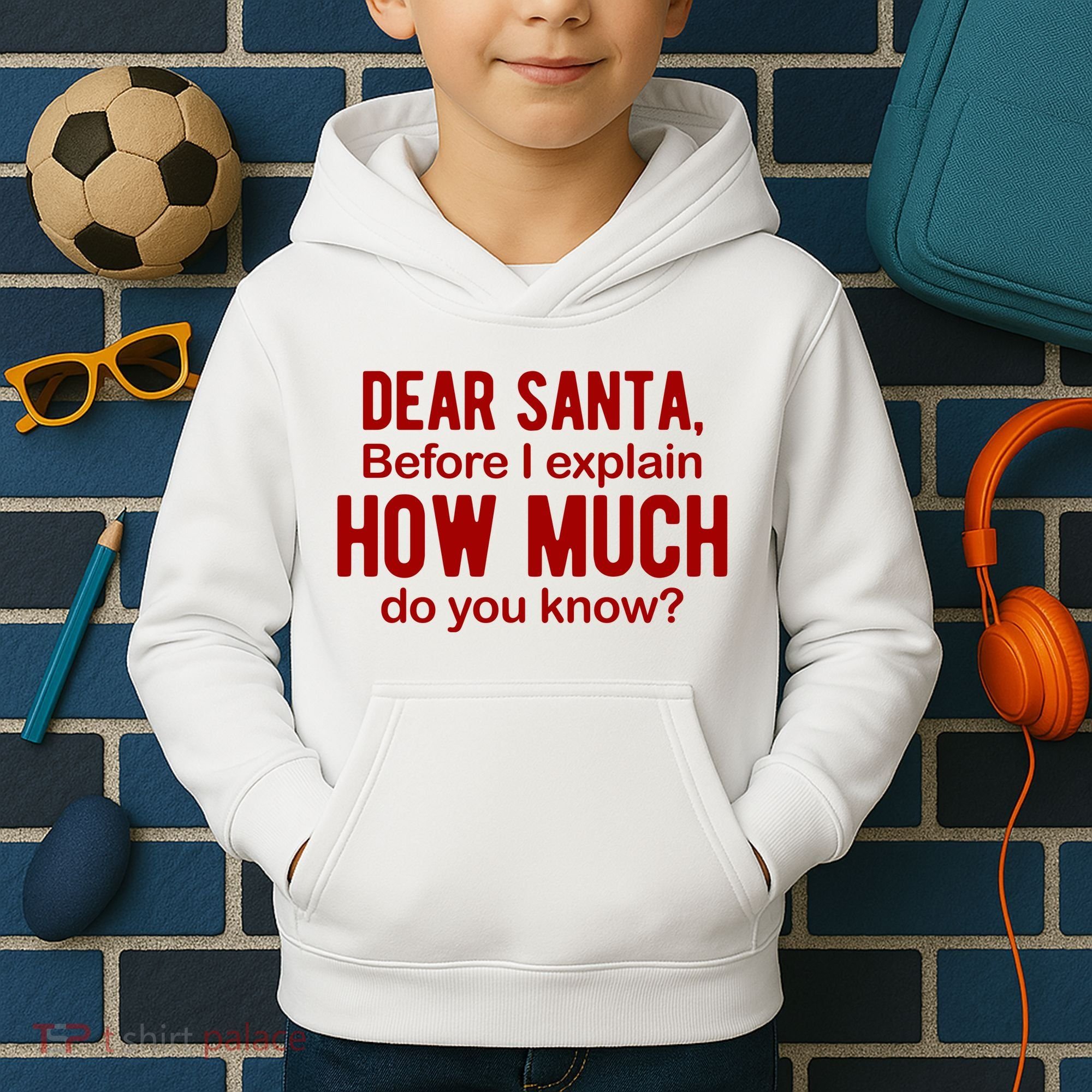Dear Santa Before I Explain How Much Do You Know Funny Christmas Kids Hoodie