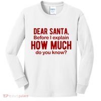 Dear Santa Before I Explain How Much Do You Know Funny Christmas Kids Long Sleeve Shirt thumb 0