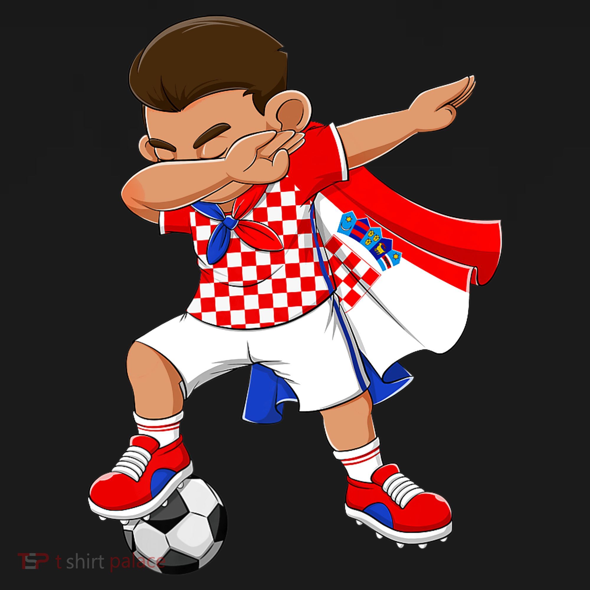 Dabbing Soccer Boy Croatia Football Flag Ornament