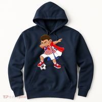 Dabbing Soccer Boy Croatia Football Flag Hoodie thumb 0