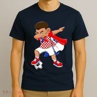 Dabbing Soccer Boy Croatia Football Flag T-Shirt thumb 3
