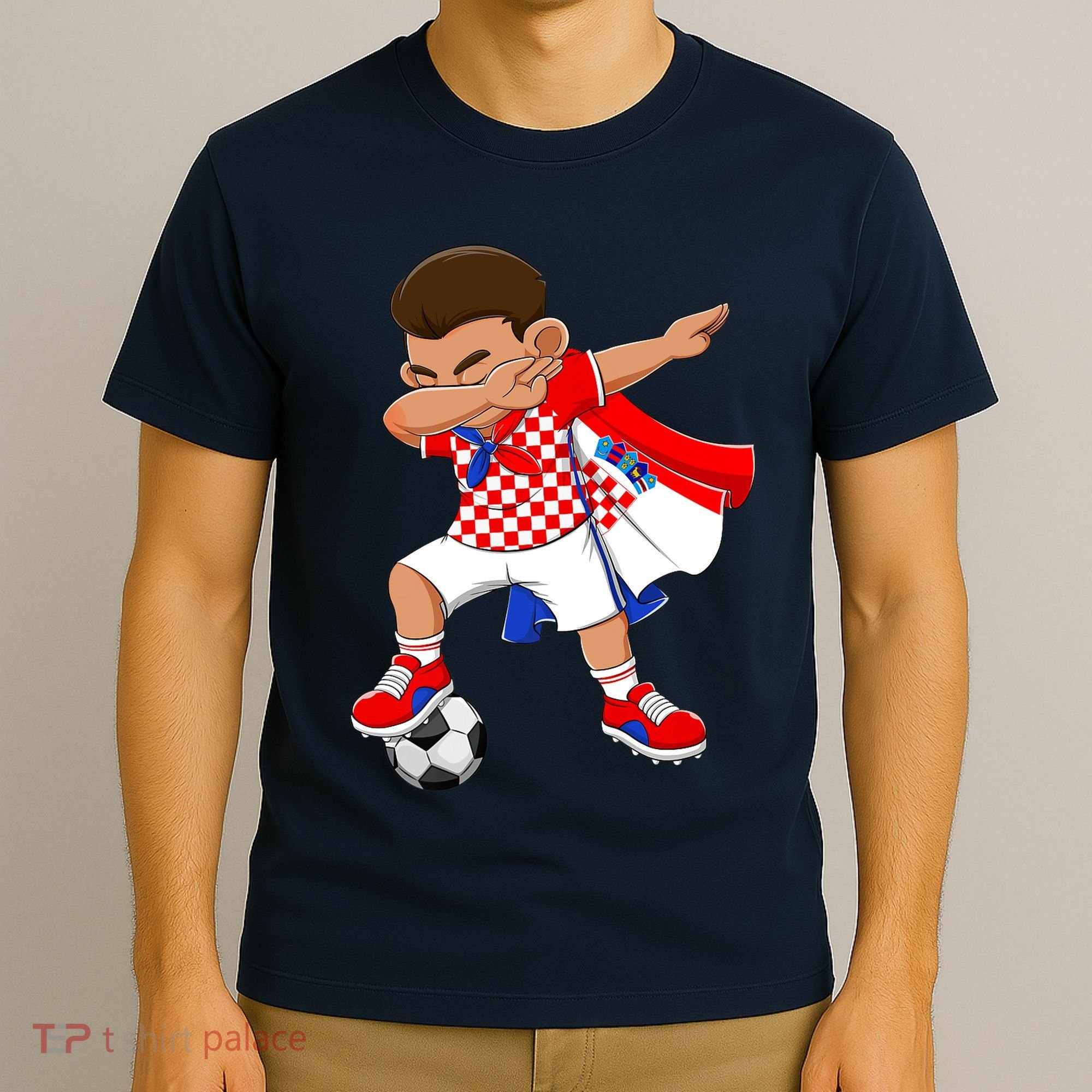 Dabbing Soccer Boy Croatia Football Flag T-Shirt