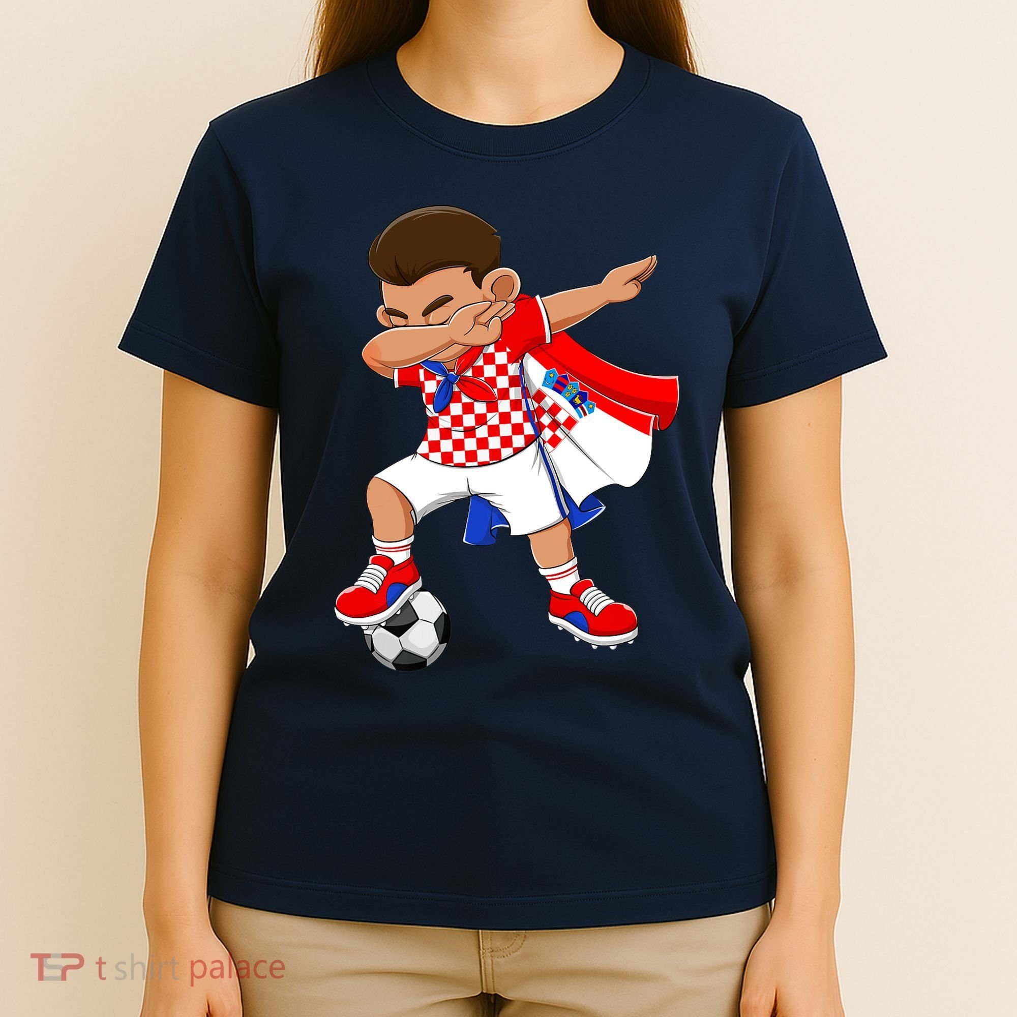 Dabbing Soccer Boy Croatia Football Flag T-Shirt