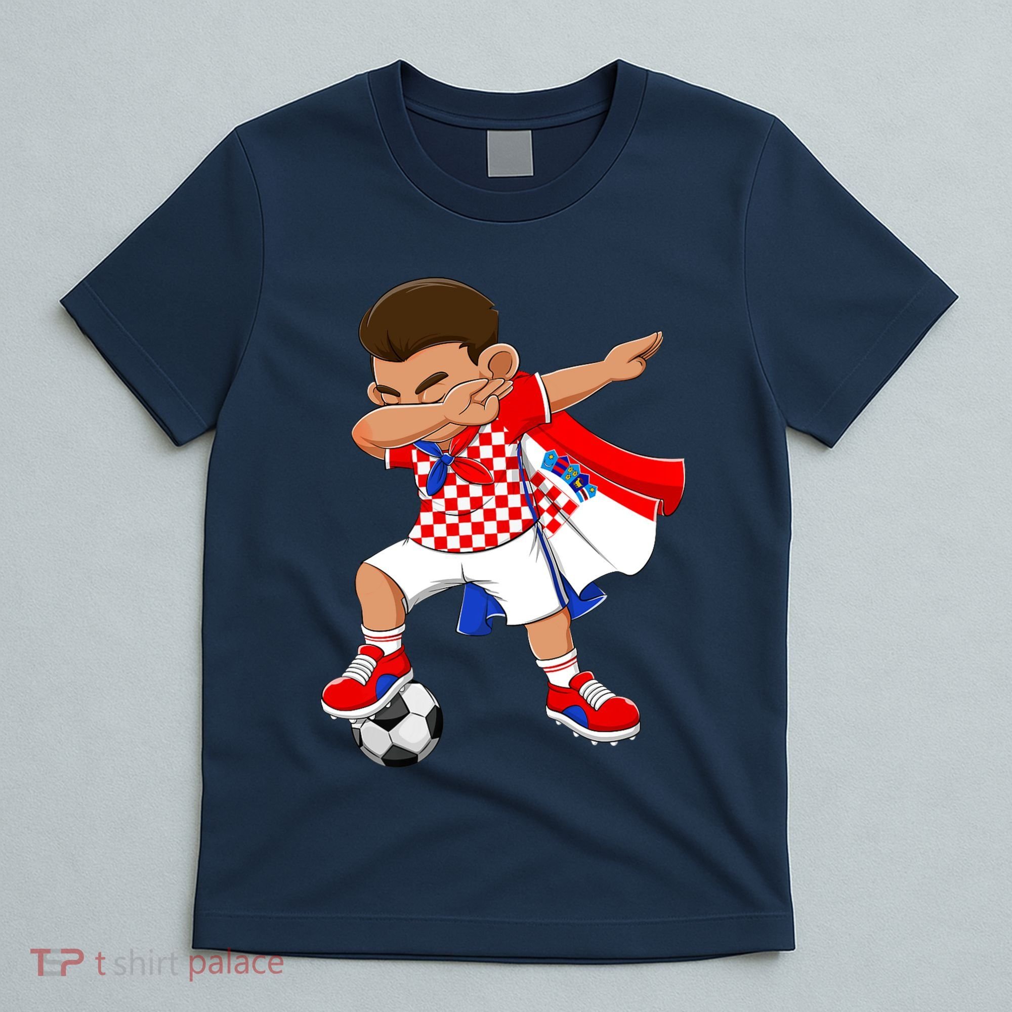 Dabbing Soccer Boy Croatia Football Flag T-Shirt