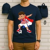 Dabbing Soccer Boy Croatia Football Flag T-Shirt thumb 6