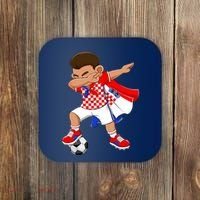 Dabbing Soccer Boy Croatia Football Flag Coaster thumb 0