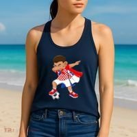 Dabbing Soccer Boy Croatia Football Flag Women's Tank Top thumb 2