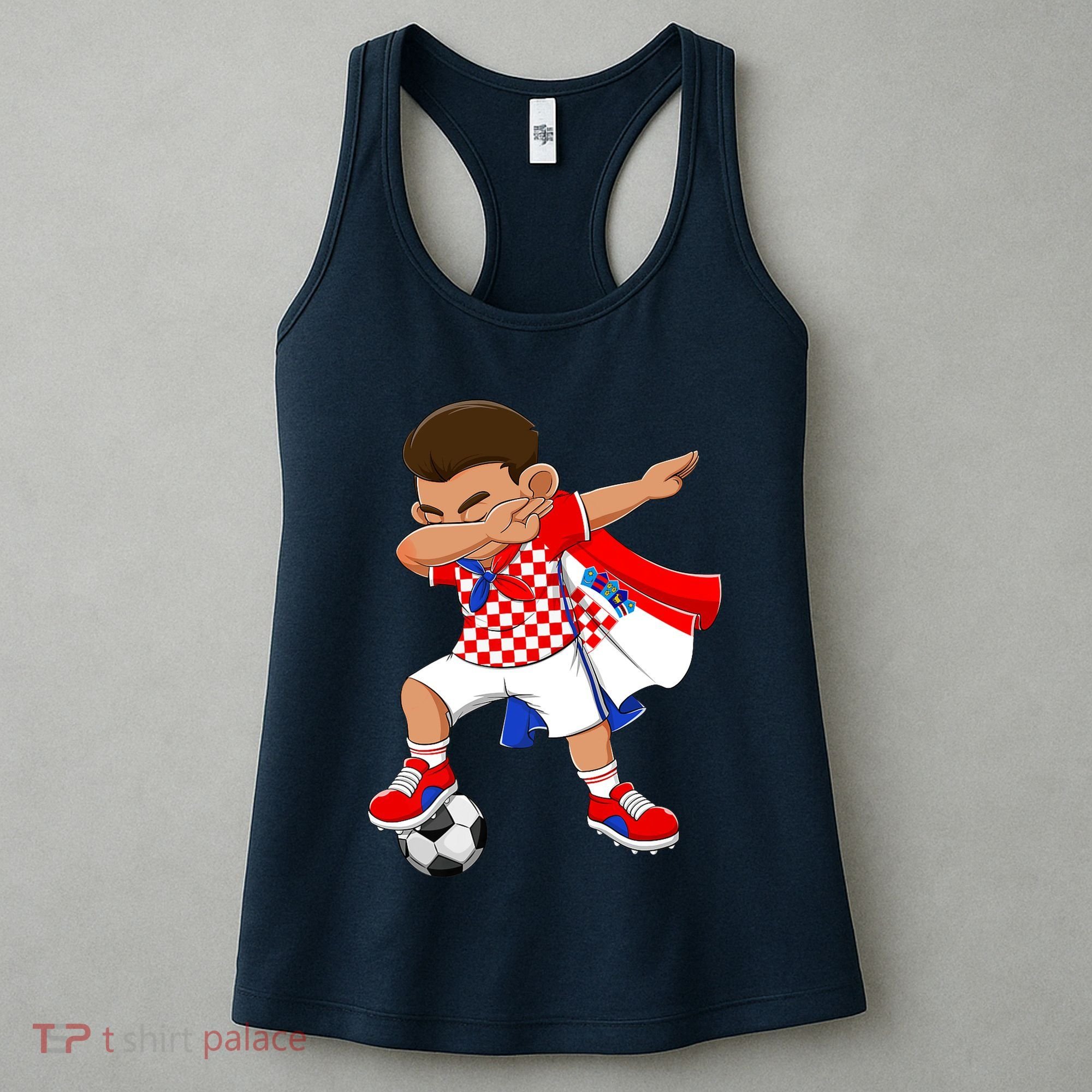 Dabbing Soccer Boy Croatia Football Flag Women's Tank Top