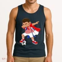 Dabbing Soccer Boy Croatia Football Flag Tank Top thumb 3