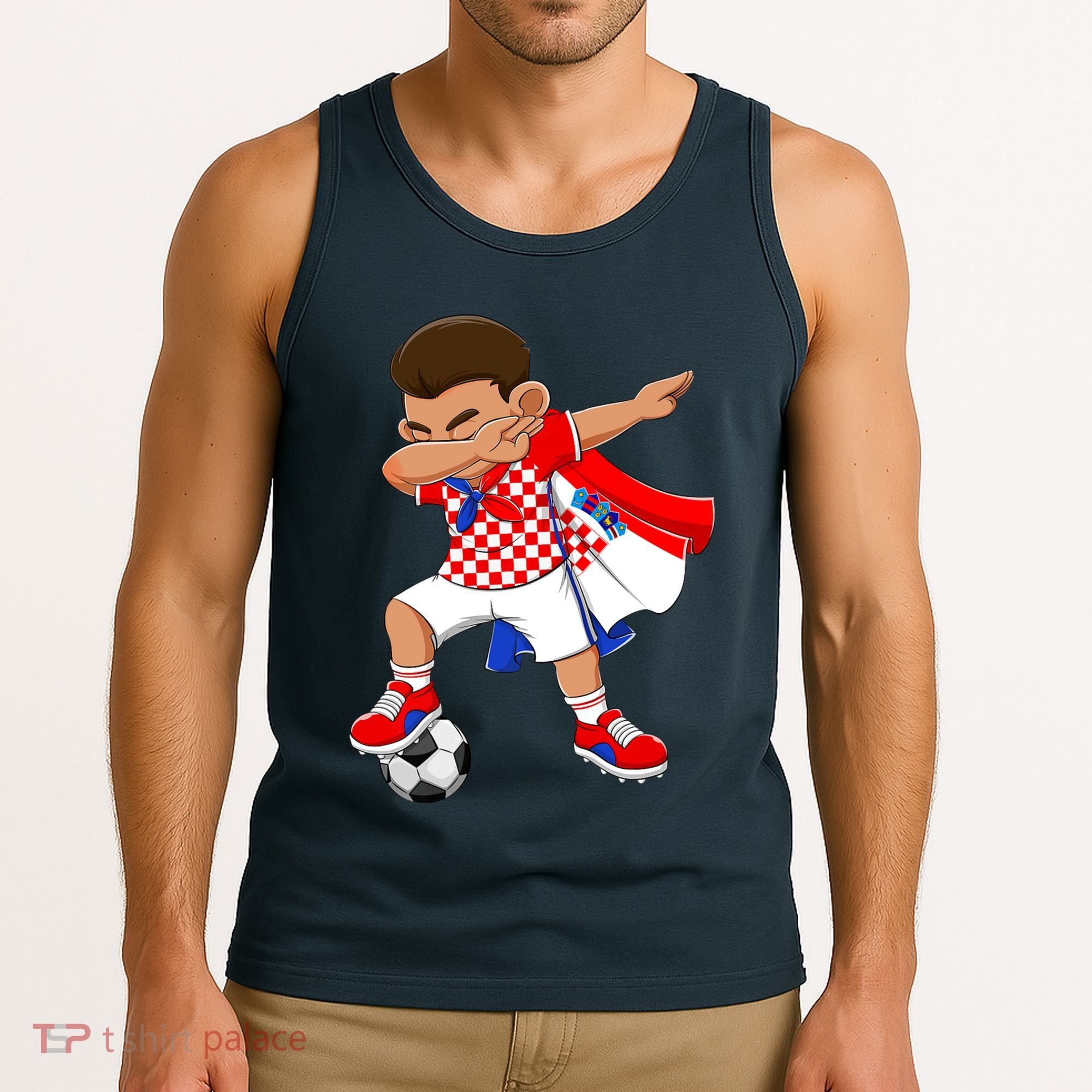 Dabbing Soccer Boy Croatia Football Flag Tank Top