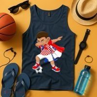 Dabbing Soccer Boy Croatia Football Flag Tank Top thumb 4