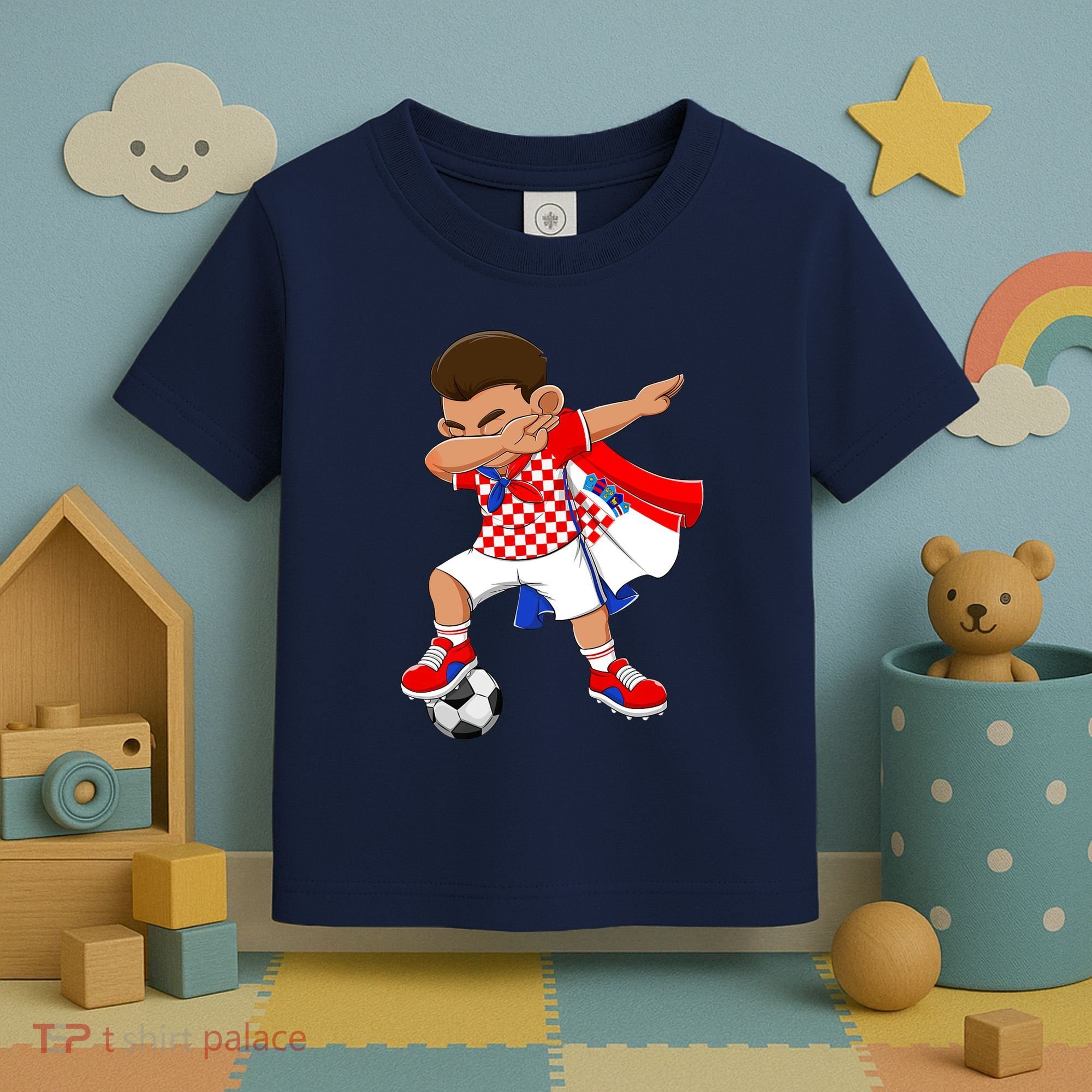 Dabbing Soccer Boy Croatia Football Flag Toddler T-Shirt