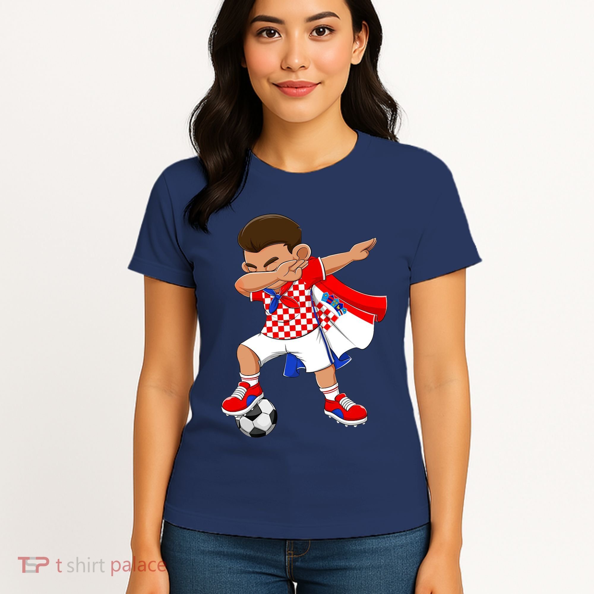 Dabbing Soccer Boy Croatia Football Flag Women's T-Shirt