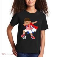 Dabbing Soccer Boy Croatia Football Flag Kids T-Shirt thumb 2