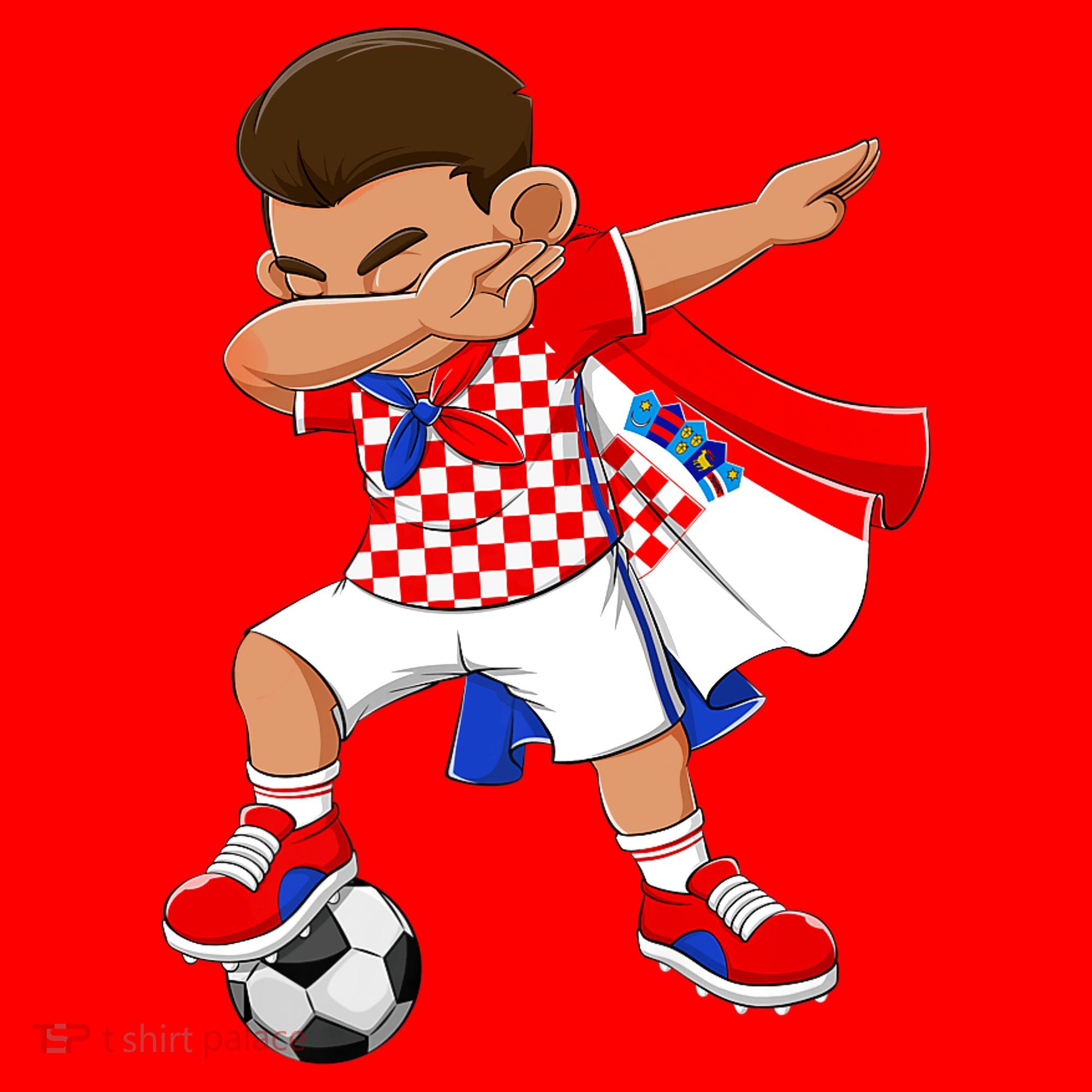 Dabbing Soccer Boy Croatia Football Flag Santa Hat