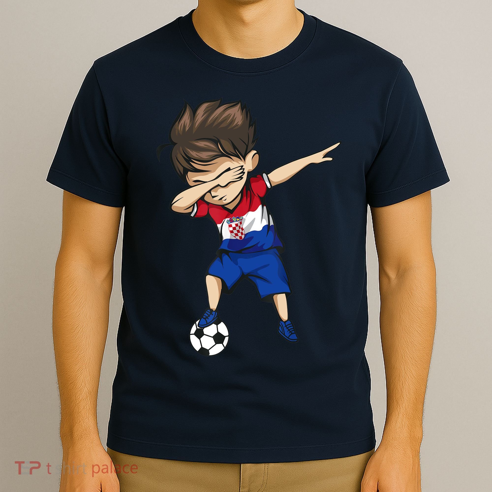 Dabbing Soccer Boy Croatia Jersey Croatian Football T-Shirt