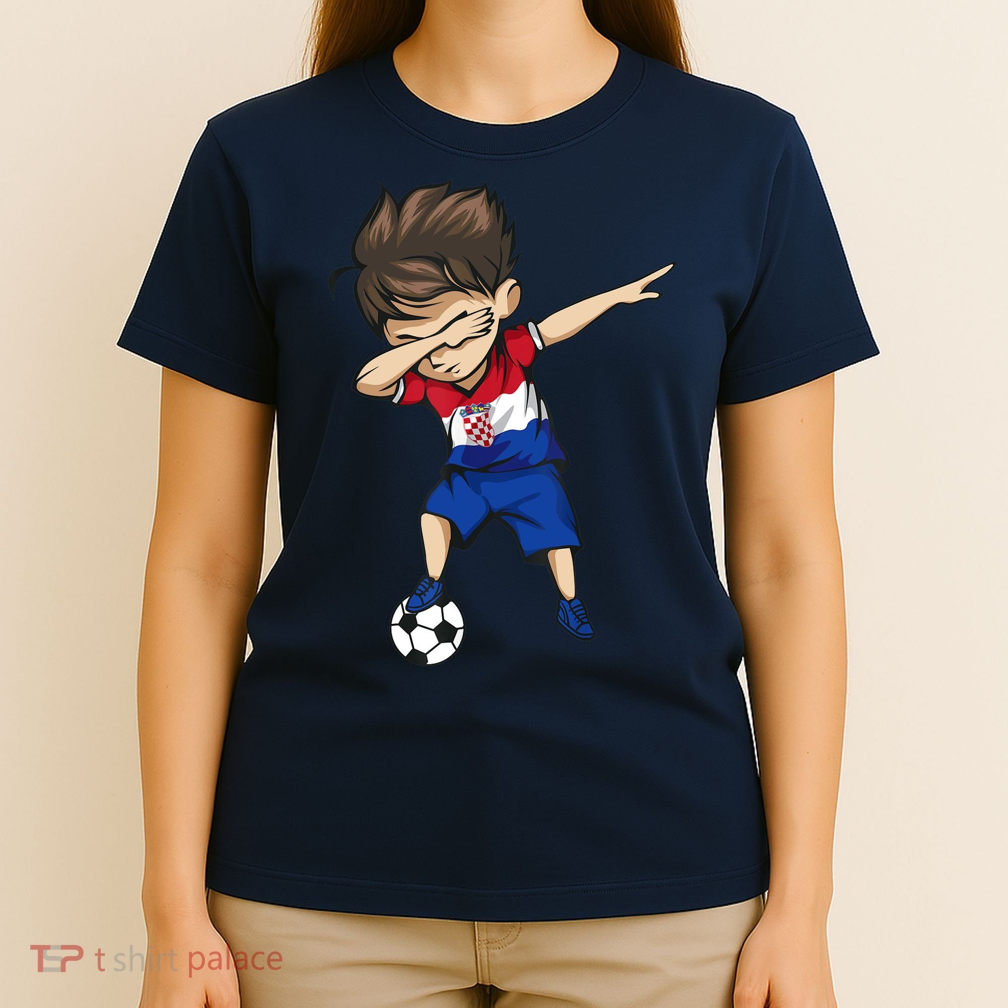 Dabbing Soccer Boy Croatia Jersey Croatian Football T-Shirt