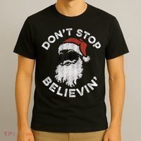 Don't Stop Believin' Cool Shades Santa T-Shirt thumb 3