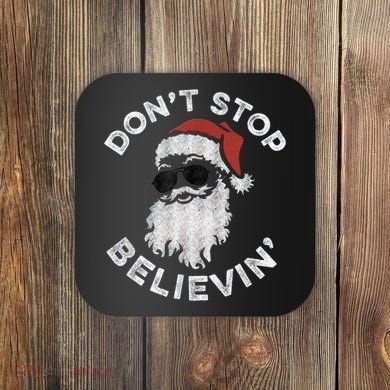 Don't Stop Believin' Cool Shades Santa Coaster